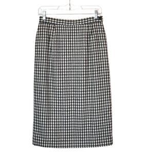 Pendleton Wool Houndstooth Pencil Midi Skirt Black White Classic Work Size 6